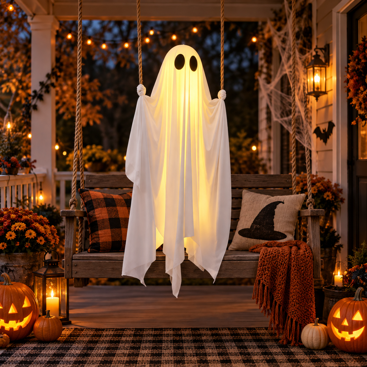 Glowing Swing Ghost – Animated Halloween Porch Decor