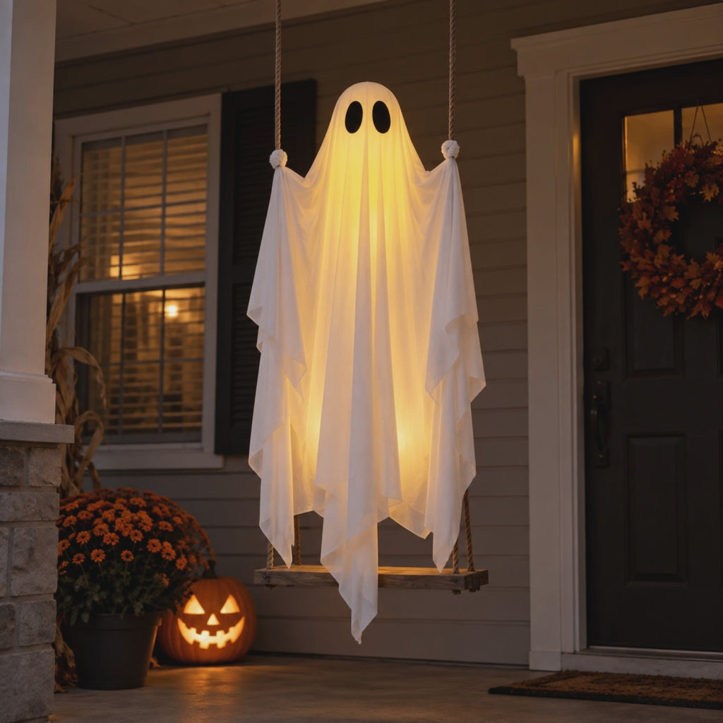 Glowing Swing Ghost – Animated Halloween Porch Decor