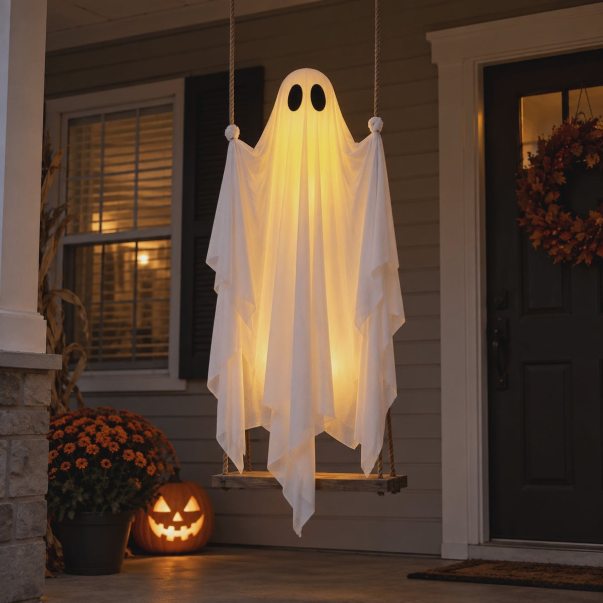 Glowing Swing Ghost – Animated Halloween Porch Decor
